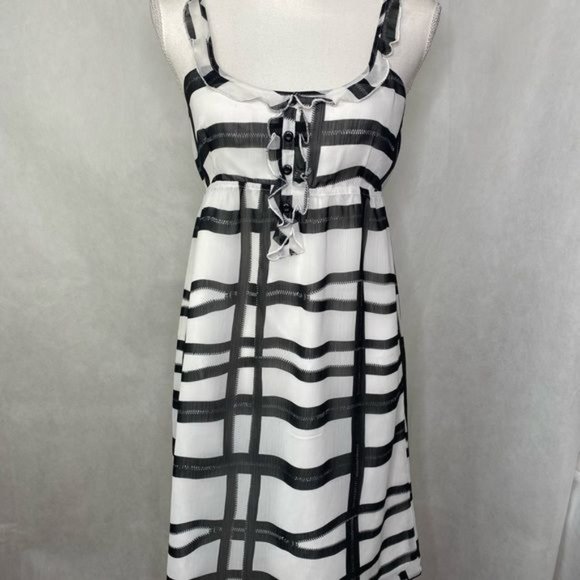 Volcom womens sleeveless mini dress white black plaid stretchy top size small S - Picture 16 of 16